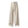Calça reta estilo retro americano, corte curvo, nova coleção primavera 2026, modelagem solta, calça casual versátil de perna larga com caimento fluido