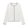 Cardigan de Manga Larga con Bloques de Color y Costuras de Punto Redondo Estilo Transfronterizo Europeo y Americano + Camiseta Sencilla de Punto Fino + Chaleco Pequeño