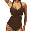 [Traje de banho feminino multicolorido europeu e americano] maiô de uma peça estilo cruzado Amazon comércio exterior transfronteiriço maiô feminino
