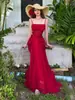 Vestido Rojo Estilo Resort sin Espalda con Tirantes para Mujer, Vestido de Alta Gama con Cintura Ceñida y Falda Acampanada hasta el Tobillo