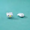 Plata S925 Pegamento Sólido Lindo Gato Gatito Colgante de Cuentas Cuerda Hecha a Mano DIY Cuerda de Mano para Niños Accesorios