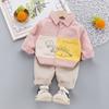 Roupas infantis Comércio exterior terno infantil meninos lapela camisa de manga comprida 0-4 anos de idade bebê camisa de algodão de duas peças conjunto atacado