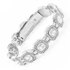 Pulsera Magnética de Moda Color Oro Rosa y Diamante Verde para Mujer, Pulsera Magnética con Esmeralda Cuadrada Grande Incrustada con Diamantes, de TikTok Transfronterizo