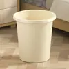 Lixeira listrada vertical na cor creme para uso doméstico, sem tampa, com anel de fixação, adequada para sala de estar e quarto, simples e elegante, lixeira de grande capacidade