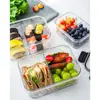 Caixa de Almoço Compartimentada Multifuncional para Cozinha, Conservação de Frescor, Quadrada Transparente, Armazenamento Selado de Frutas e Vegetais para Geladeira, Conjunto de Caixas de Almoço