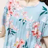 Novo Vestido Feminino Estampado de Algodão e Seda 2023 Manga Curta Estilo Verão Fino Roupa de Casa Camisola Casual Que Pode Ser Usada Fora