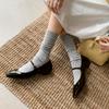 Sapatos Mary Jane de couro bovino elegantes e artísticos, couro envernizado, primavera 2025, salto baixo grosso, cabeça quadrada, couro legítimo, sapatos de um botão para mulheres