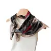 Estilo Patrón de Espiga de Anacardo Algodón y Lino Bufanda Cuadrada Pequeña Pañuelo para la Cabeza de Imitación Terciopelo Chal Protección Solar Bufanda para el Cuello Bufanda para Mujer