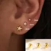 Pendientes de Mini Estrella de Mar y Mariposa con Baño de Oro Real de Latón Caliente Transfronterizos Europeos y Americanos para Mujer Pendientes de Lujo Ligero de Nicho