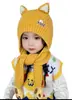 Gorro para Niños 2025 Nuevo Gorro de Lana de Invierno Bufanda Integrada Gorro con Protección para las Orejas Niños y Niñas Dibujos Animados Cálido Gorro de Punto