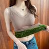 Chaleco Cálido de Terciopelo Grueso para Mujer en Otoño e Invierno con Almohadillas en el Busto, Encaje Cuello en V Camiseta Interior con Tirantes, Tops de Moda para Mujer