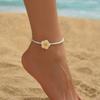 Collar de Moda de Verano Transfronterizo Europeo y Americano Flor de Arcilla Suave Concha Pulsera Trenzada Ajustable Tobillera Accesorios para Vacaciones en la Playa