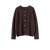 Suéter de cachemira para mujer, cárdigan 100% cachemira pura, abrigo de punto grueso de doble hebra con cuello redondo, nuevo suéter jacquard de alta resistencia para otoño e invierno