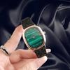 Reloj Color Turquesa Reloj de Cuarzo Reloj de Pulsera Cuadrado para Mujer Suministro Espejo Cruzado Correa de Cuero Reloj de Estudiante Femenino