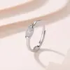 Anillo de Plata de Ley S925 Yuebao Jewelry con Junta de Bambú Ovalada y Moissanita Minimalista Lujo Ligero Propuesta Anillo de Plata de Temperamento Ajustable
