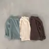 Camiseta Básica Interna Estilo Coreano INS para Bebê Cor Sólida Gola Semi Alta Manga Longa Top Simples
