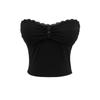 Encaje Cuello Envolvente Pecho Sexy Ropa Exterior Chica Caliente con Almohadilla en el Pecho Tubo Elástico de Punto Colorido para Mujer