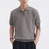 Camisa Polo para Hombre Color Sólido Manga Corta Tejido Estilo Old Money Retro Japonés Canalla Fresco Para el Trabajo Estilo Verano