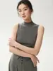 Camisola de punto fino de 18 agujas 100% lana pura Yangzi para mujer, chaleco fino sin mangas, camiseta interior tipo tank top
