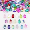 Accesorios de Colgante de Gota de Agua de Vidrio de Colores, Cuentas Perforadas Irregulares Electroplateadas, Piezas de Colgante para Pasador de Pelo Estilo Antiguo DIY