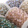 Cross-border Nova corrente de aço inoxidável em forma de coração feita à mão, corrente de contas de cristal de vidro, pulseira faça você mesmo, material de joia, corrente de arroz