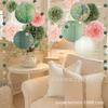 Nuevo Producto Farol de Papel Trébol de Cuatro Hojas Suerte Verde Flor de Papel Hecha a Mano Abanico Traje Decoración Fiesta Cumpleaños Abanico de Papel Flor