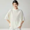 Suéter de punto 100% cachemir puro para mujer Estilo Otoño/Invierno Suave y Esponjoso Ajuste Holgado Manga Siete Holgada Top de Cuello Medio Alto
