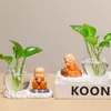 Hui Le Pequeño Monje Rábano Verde Florero Hidropónico Contenedor de Flores de Vidrio Adorno de Decoración de Escritorio Creativo Templo Zona Escénica Regalo