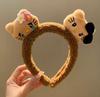 Outono e inverno fofo gatinho orelhas de gato leopardo pelúcia arco de cabelo feminino desenho animado rosto lavagem maquiagem faixa de cabeça grampos de cabelo infantis