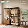 Armario metálico de estilo abierto, perchero de pie para dormitorio, colgador de ropa para el hogar, estantería para vestidor