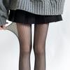 Outono Novo Japonês Alta Elasticidade Ondulação de Água Oco Meias de Seda Vinho Tinto Padrão Vertical Nicho Distintivo Preto Vintage Meia-Calça