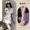 Lencería Sexy Puro Deseo Uniforme de Enfermera Tallas Grandes Sexy Encaje Escote Bajo Push-Up Acolchado Sedoso Conjunto para Estar en Casa
