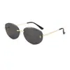 Gafas de Sol Retro sin Marco para Mujer, Gafas de Alta Gama con Forma Ovalada, Vacaciones en la Playa, Anti-UV, Tendencia de Gafas de Moda