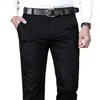 Pantalones Casuales Gruesos de Algodón Puro Talla Grande para Hombre Otoño e Invierno Negocios Sueltos Rectos Elásticos Pantalones de Hombre Cintura Alta Negros Largos