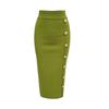 Amazon AliExpress Venta Caliente Falda Vendaje Midi Hilera Sencilla Hebilla Metálica Moda Elegante Combinable Falda de Cadera