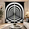 Cortinas digitales estampadas transfronterizas con patrones geométricos, hechas de tela pongee, para salas de estar, cortinas con acabado no opaco, en stock, venta al por mayor desde el fabricante