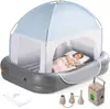 Cama Inflable de PVC Engrosada con Tienda, Colchón Exterior Infantil, Colchón de Aire Portátil de 4 Lados para Acampada Familiar