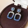 Pendientes Cuadrados Huecos Tachonados con Diamantes Estilo Europeo y Americano Aguja de Plata, Pendientes de Lujo Ligero de Gama Alta, Accesorios de Oreja Vintage Lujosos y Exquisitos para Mujer
