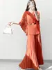 Comercio Exterior Transfronterizo Ropa para Mujer con un Juego Completo de Trajes de Moda, Tops Plisados, Faldas de Media Longitud Talla Grande, Conjuntos de Dos Piezas, Estilo Occidental