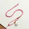 Elegante Colgante Cuerda DIY Tejido a Mano Asimétrico Colgante Pequeño Loto Dosel Esmaltado Cuerda de Cuello Nueva Cuerda de Collar