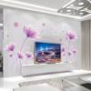 Calcomanías de Pared de Flores Moradas Cálidas y Románticas para Sala de Estar, Dormitorio, Cabecera, Fondo de Sofá, Calcomanías Decorativas de Lirios