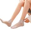 Calcetines de Verano Delgados de Encaje para Mujer Calcetines de Encaje Fondo de Algodón Cortos Medios Calcetines de Barco Huecos Transpirables Antideslizantes Malla de Hojas