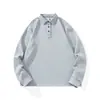 Camisa Polo Gola Colarinho Grossa de Alta Qualidade Outono/Inverno 2026 para Homens, Caimento Solto, Design Liso, Camiseta de Manga Longa com Manga Dupla