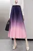 Saia Plissada Gradiente Slim Fit Clássica Versátil Feminina Primavera Verão Drapeada Slim Fit Cobre o Quadril Saia Grande de Órgão Característica A