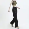Calça Jeans Wide Leg de Tencel Preta para Mulheres 2025 Novo Verão Fina Cintura Alta Drapeada Solta Reta Calça de Seda de Gelo