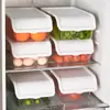 Caja de almacenamiento para refrigerador con tapa abatible, caja transparente para conservación de alimentos, caja de almacenamiento de frutas y huevos para cocina, cesta organizadora apilable
