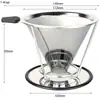Filtro de Café V60 em Aço Inoxidável com Base Filtro de Café Filtrado Sem Filtro