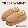 Pantuflas de Algodón con Lazo para Mujer 2026 Nuevo Estilo para Damas de Interior Suela Gruesa Antideslizante Felpa Cálida Zapatos de Algodón para Uso en Exteriores