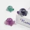 Estatueta de Tartaruga de Fluorita Colorida Pura Natural, Ornamento Genuíno para Mesa, Decoração de Mineral Natural de Alta Qualidade, Cura Energética