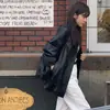 Tamanho atualizado: Estilo blogueira INS design primavera/outono blazer jaqueta de couro PU preto solto retrô 19285
